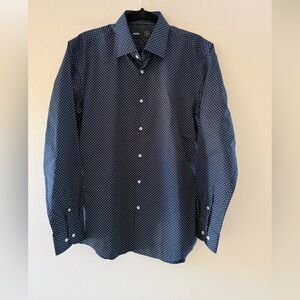 Hugo Boss Men's Performance Slim Fit Navy Blue Patterned Business Casual 16 (41)